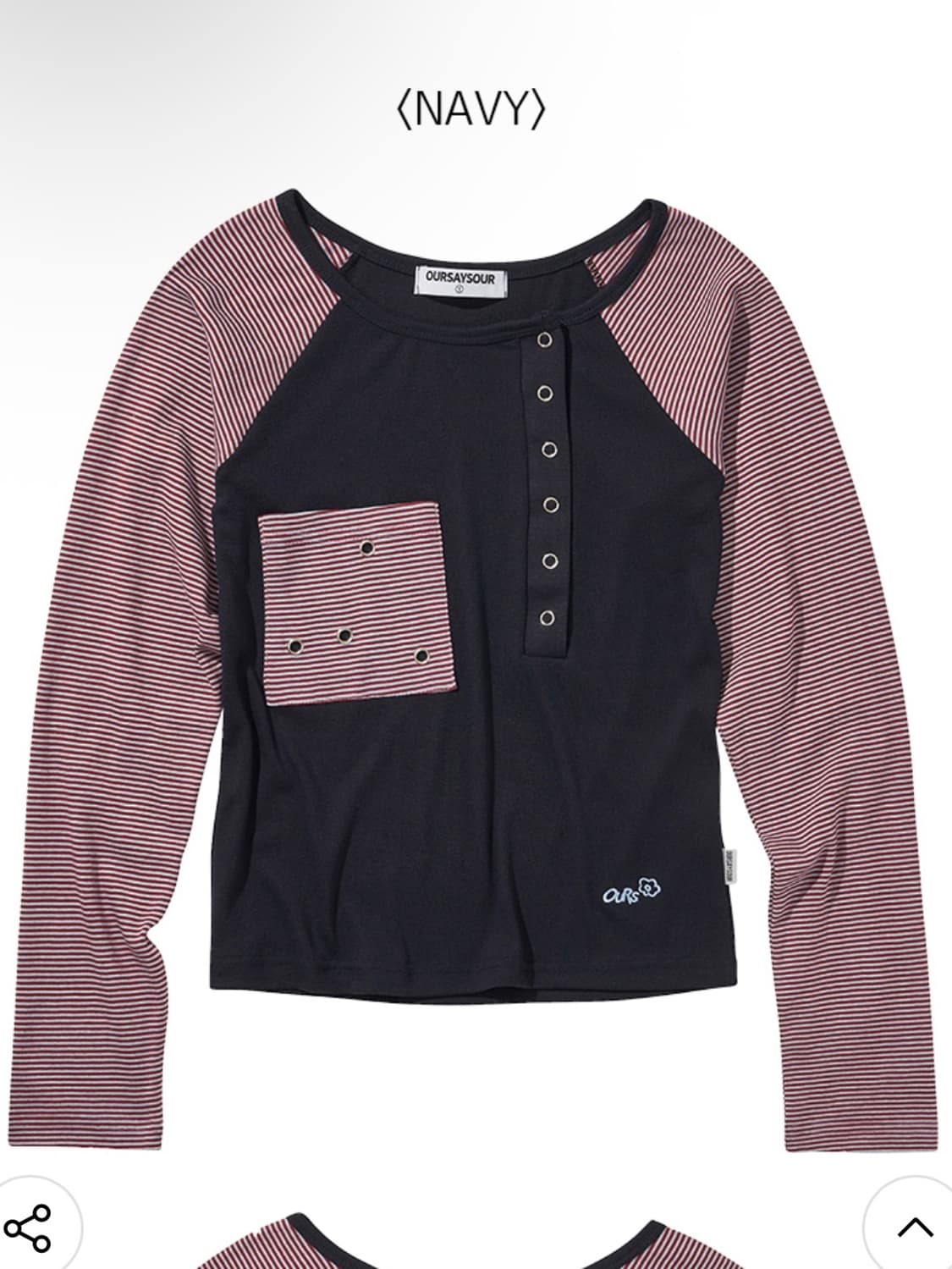 아워세이아워 스냅 스트라이프 배색 롱슬리브 상품이미지1