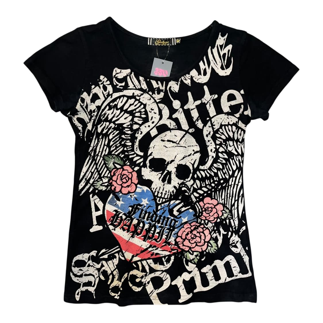 해골 십자 프린팅 반팔티 펑크y2k갸루 상품이미지1