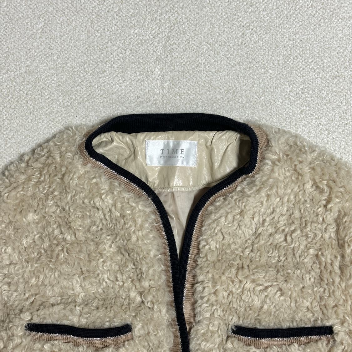 타임 니팅 블록 퍼 자켓 상품이미지5