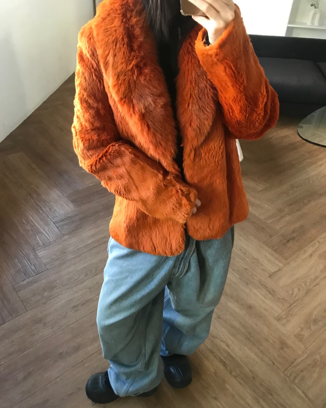 vintage orange fur jacket 상품이미지3
