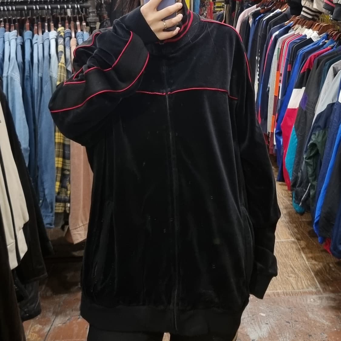 [Hi] vtg 빈티지 벨로아 벨벳 져지 블랙 상품이미지5