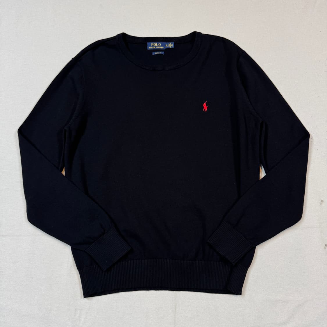 XL) 폴로 랄프로렌 라운드넥 코튼 니트 블랙 상품이미지1