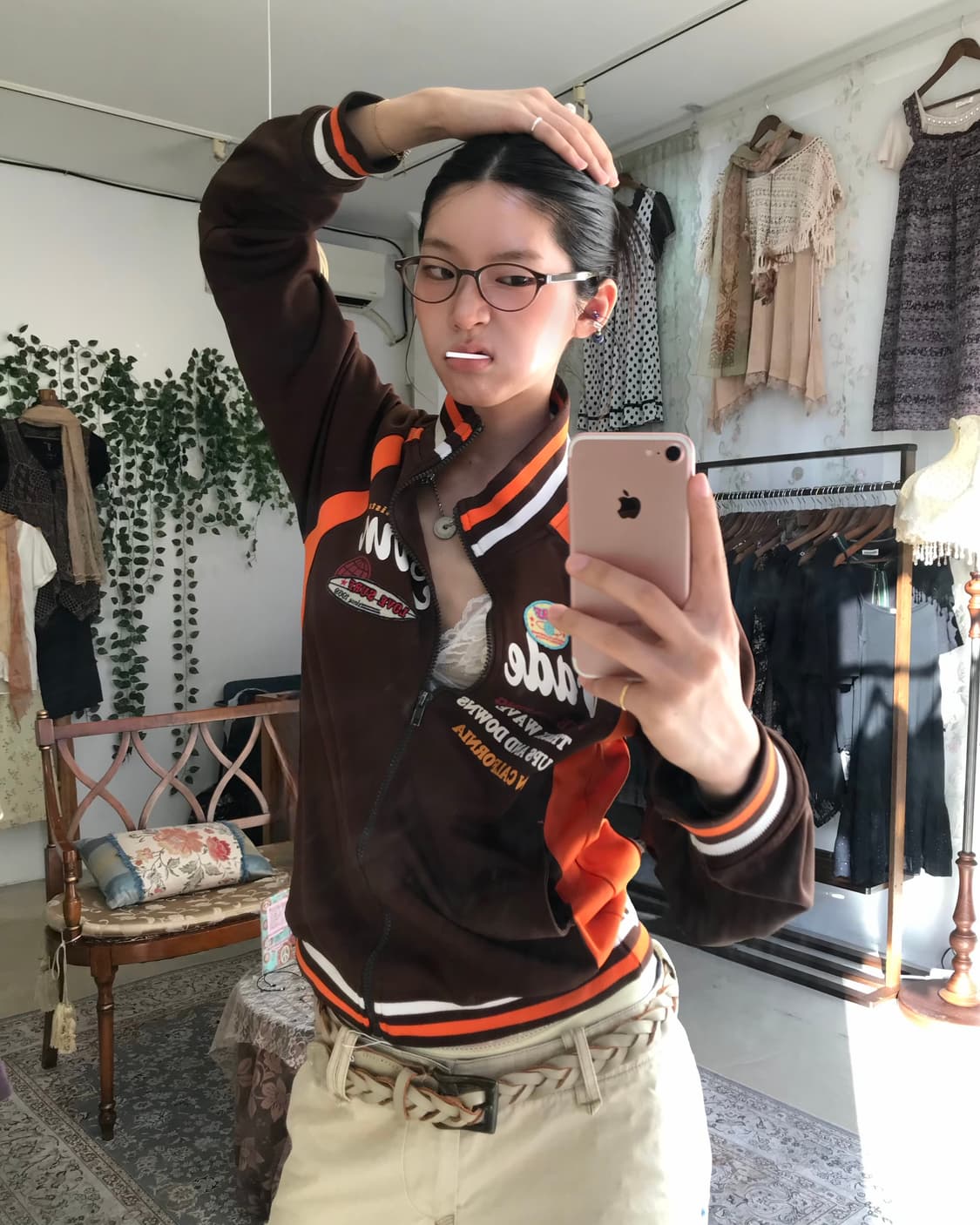 빈티지 오렌지 초코 트랙 져지 집업 상품이미지1