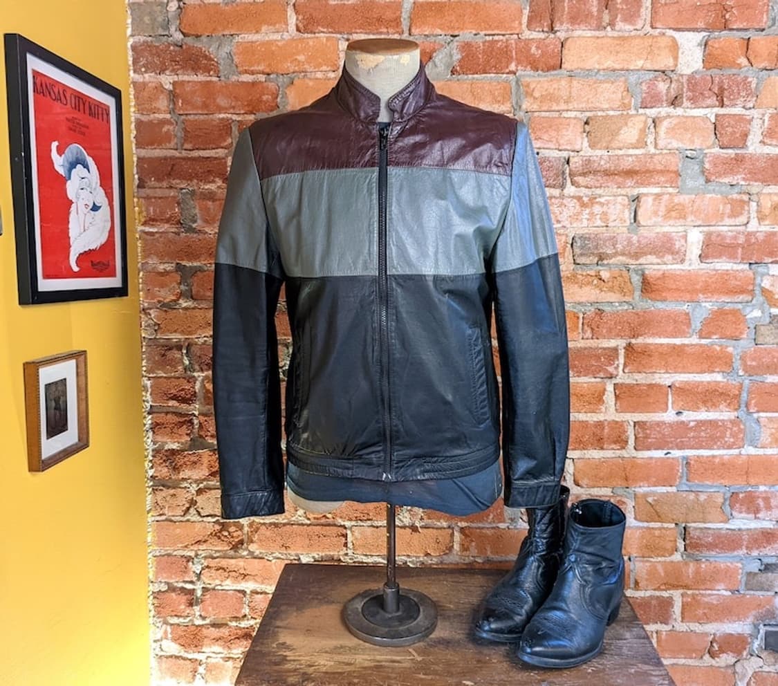 80s Bermans Leather Cafe 레이서 가죽 자켓 40 상품이미지1