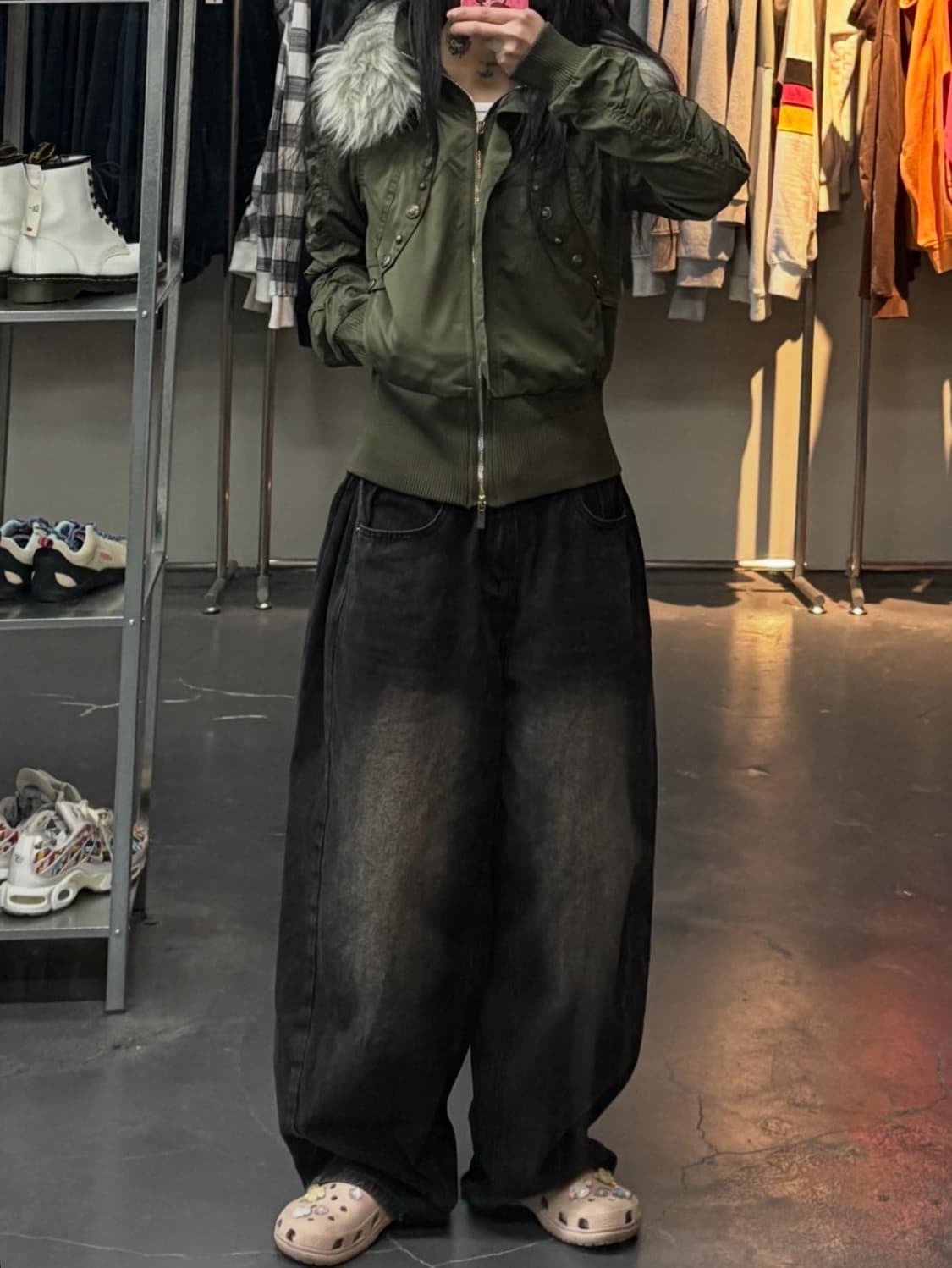 더블펀치 하이넥 퍼 후드 셔링 숏 점퍼 A3352 상품이미지1