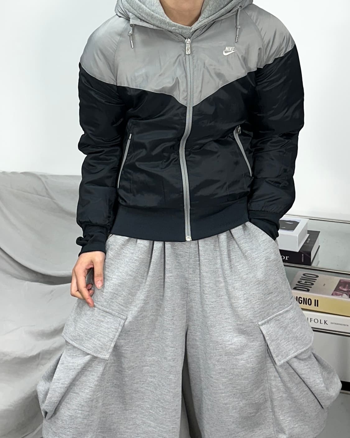 나이키 블랙 그레이 바람막이 점퍼 L 상품이미지2