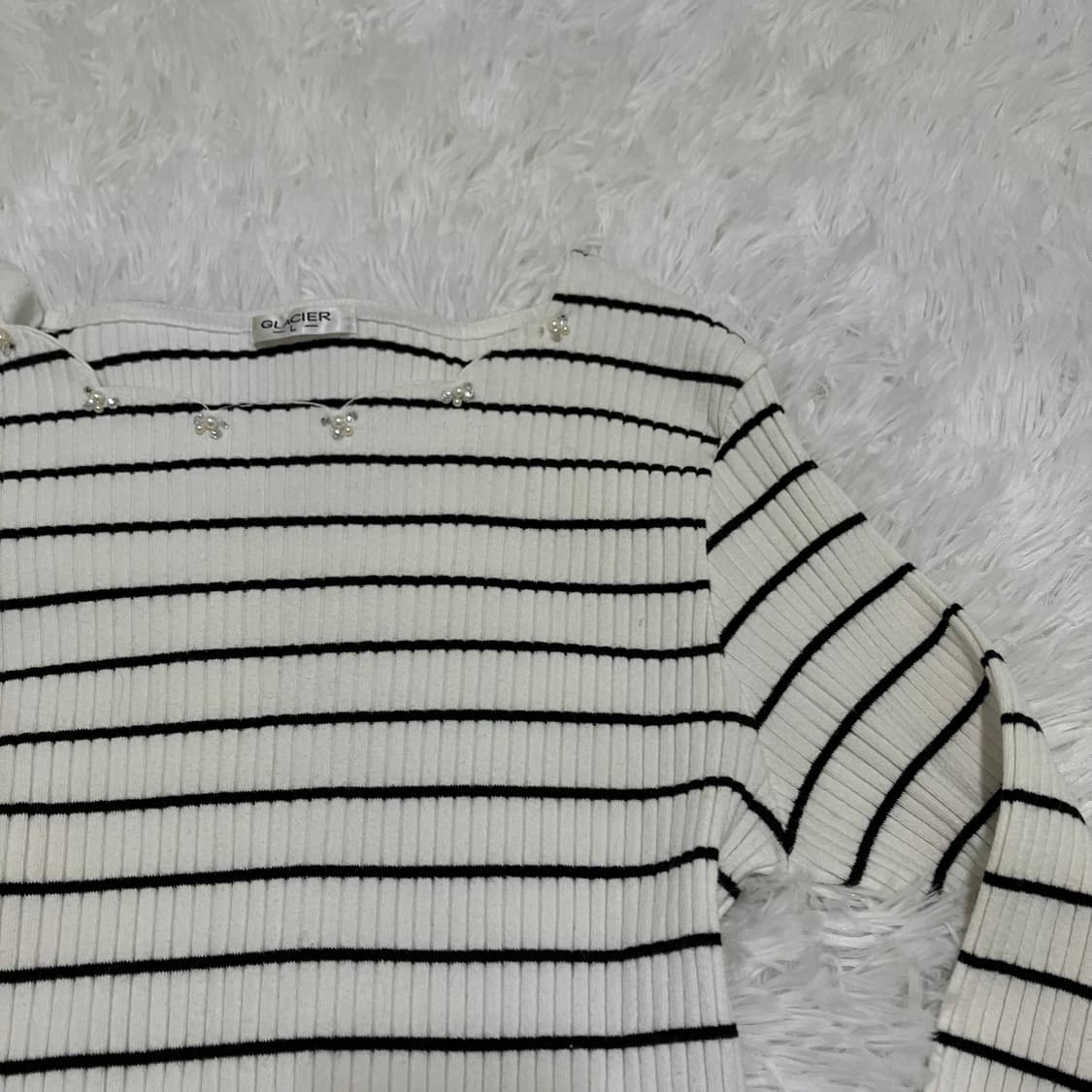 빈티지 진주 스트라이프 니트 909 y2k 스트릿 모리 갸루 일본빈티지  상품이미지3