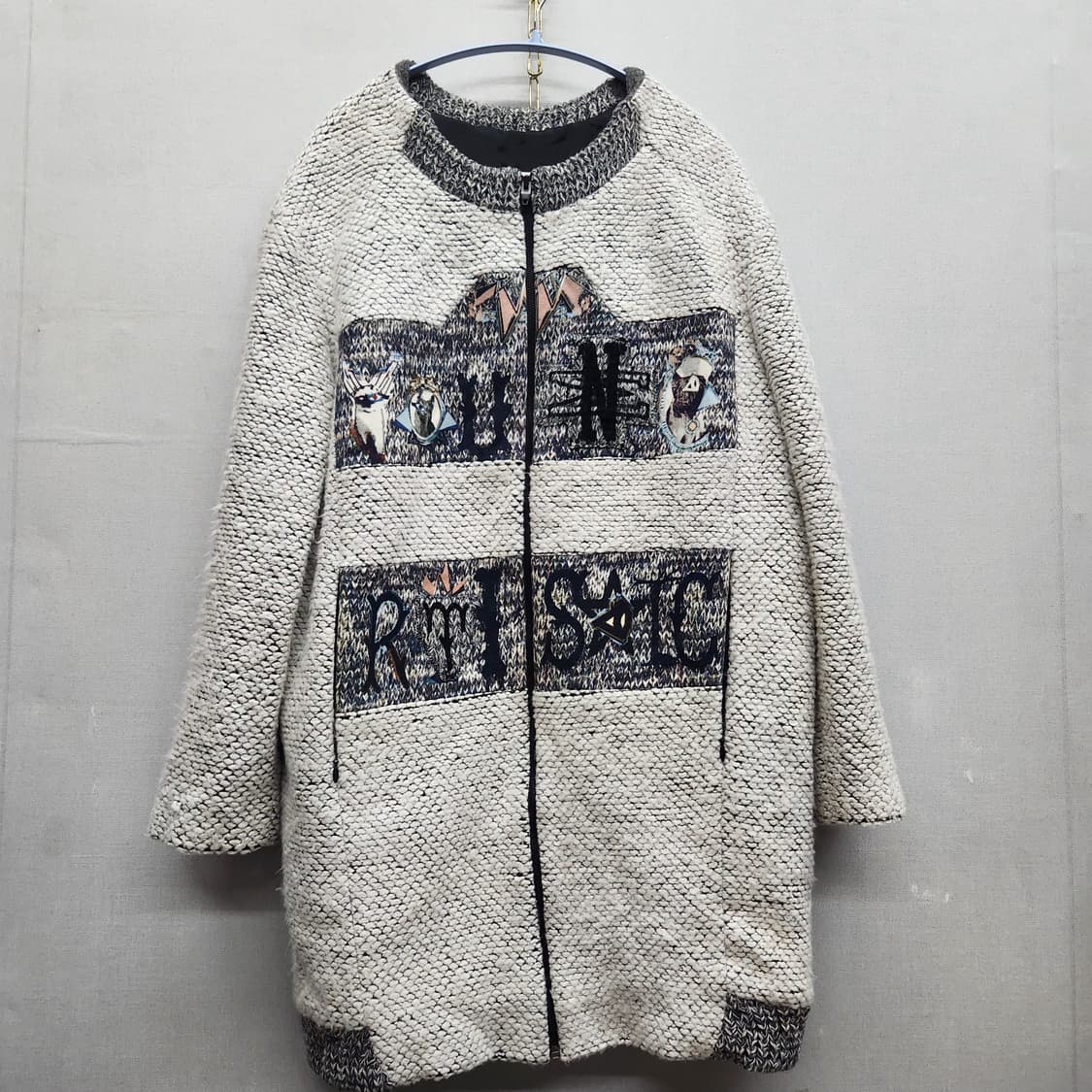 한섬 SJSJ 디테일 빈티지 니트 롱 자켓 상품이미지1