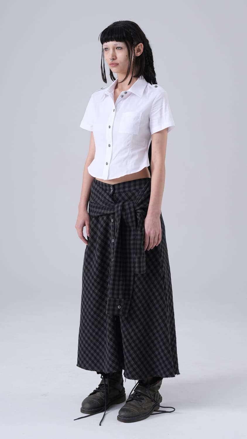 텐스댄스 체크 셔츠 스커트 차콜 상품이미지2