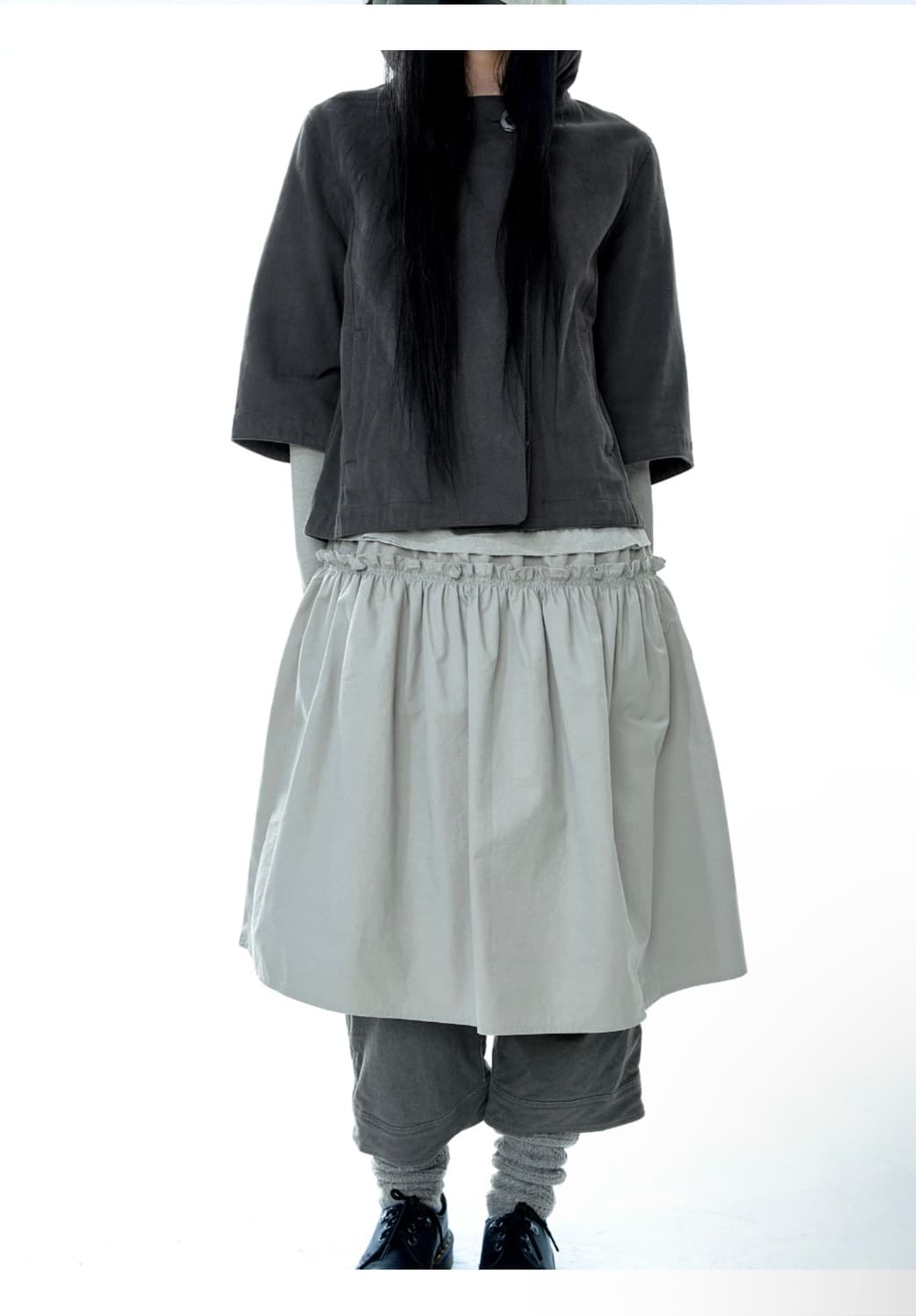 코이세이오 후드 카프리 자켓 차콜 상품이미지2