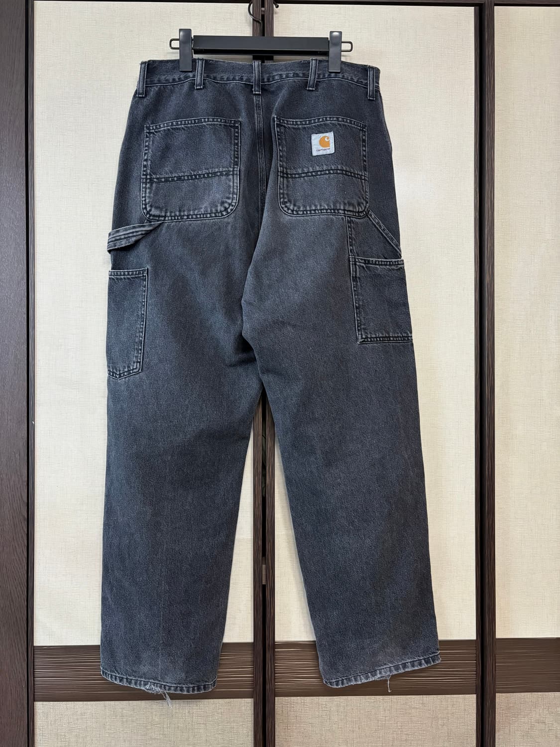 (34x32) 칼하트 wip 더블니 헤비 스톤 워시 워크팬츠(블랙) 상품이미지2