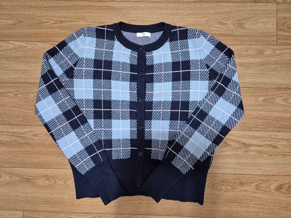 잇미샤 체크 니트 가디건 상품이미지1