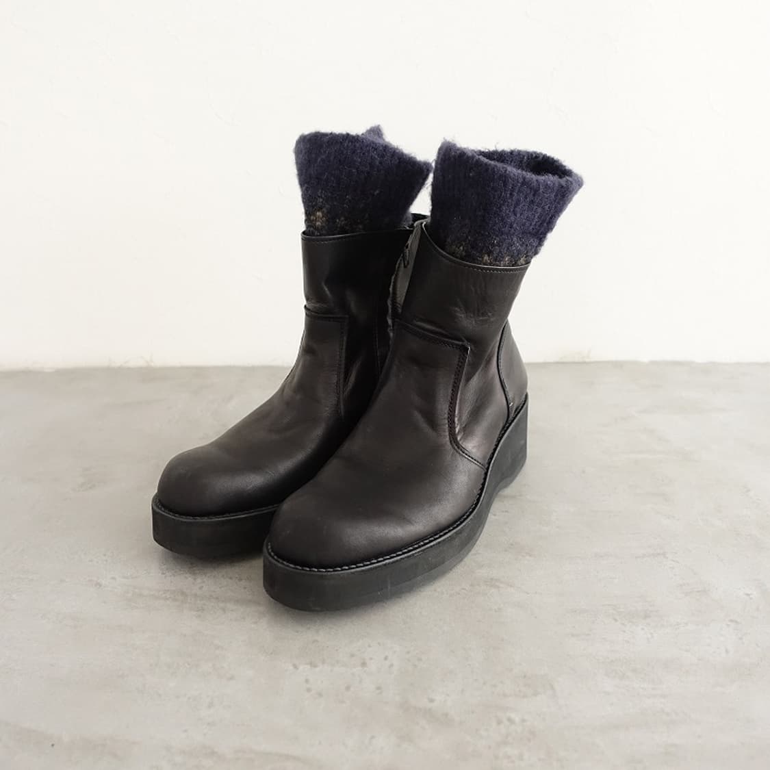 요지 야마모토 레이디스 가죽 니트라이너 부츠 상품이미지1