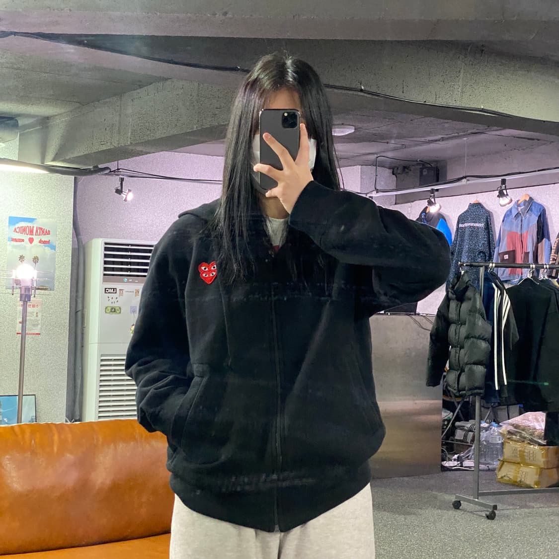 꼼데가르송 더블와펜 블랙 후드 집업 B3735 상품이미지1