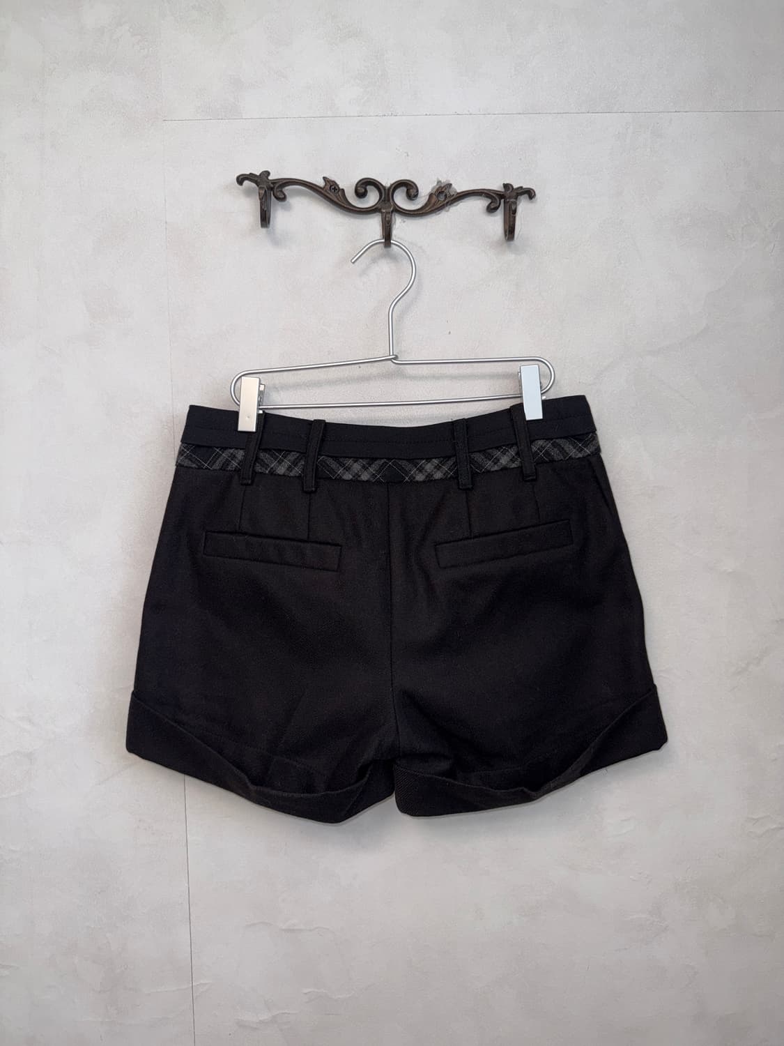 Tankus black check wool short pants 상품이미지3