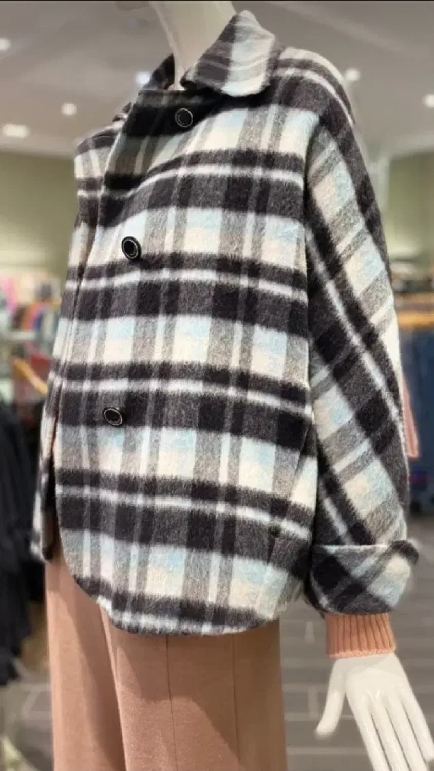 여성 55size 오즈세컨 체크 코트 상품이미지1