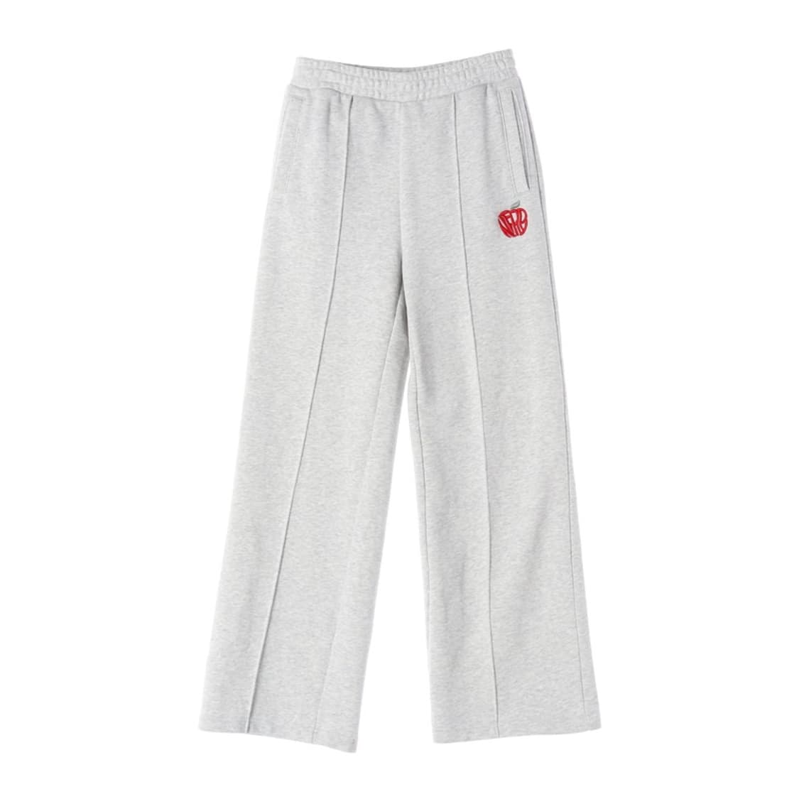 NERDY 애플 로고 핀턱 와이드 스웻팬츠 멜란지 그레이 S 상품이미지1
