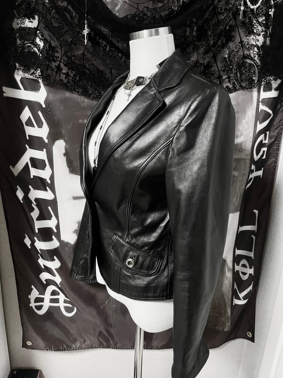 Sheepskin 레더자켓 은장버튼블레이저 00s디올생로랑st 양가죽 상품이미지4