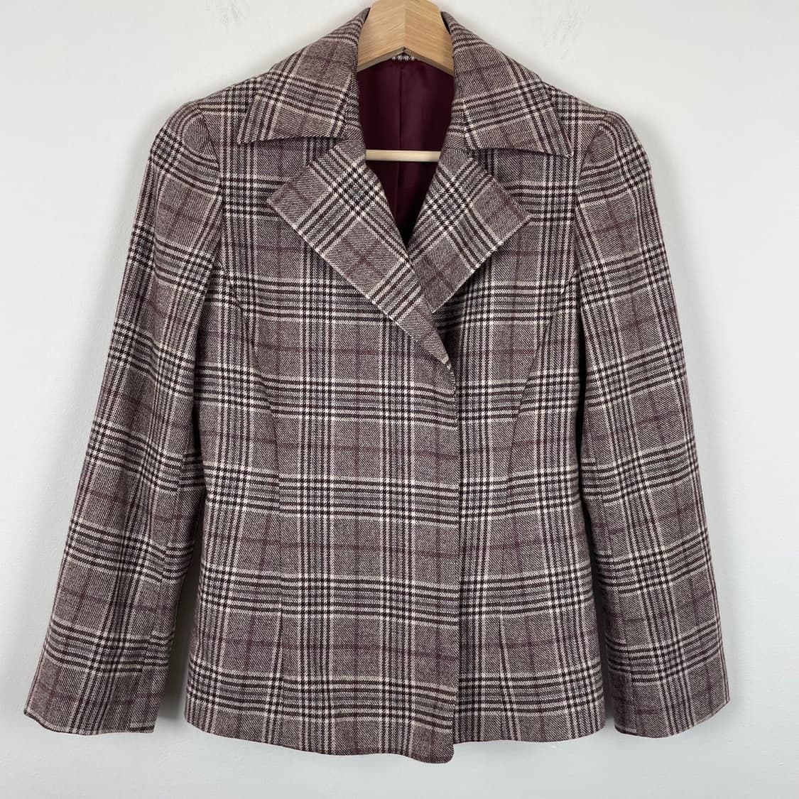 울 히든버튼 포인트 타탄체크 크롭 자켓 상품이미지1