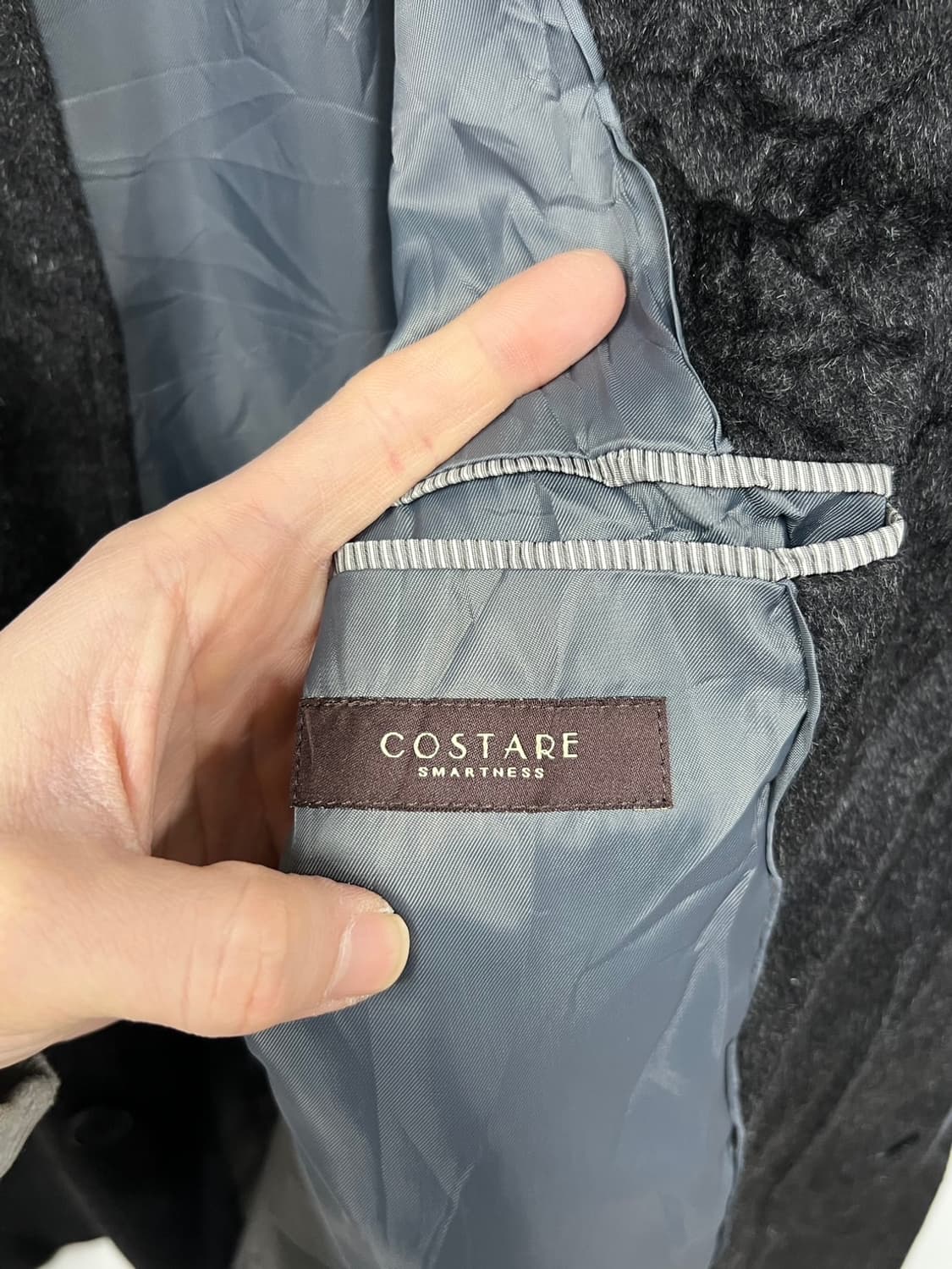 일본 빈티지 캐시미어 블렌드 차콜 발마칸 코트 상품이미지5