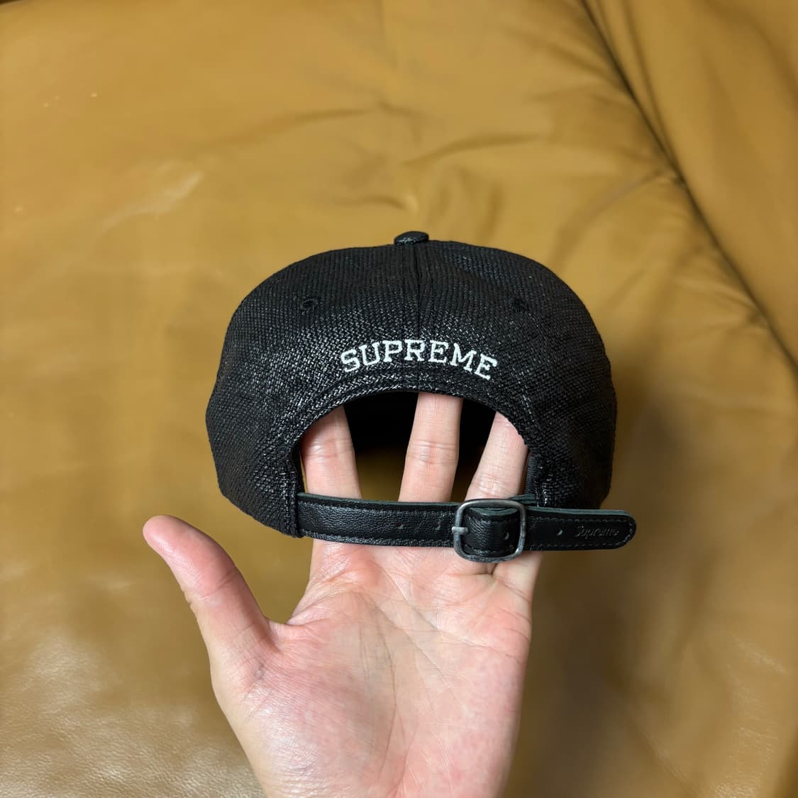 Supreme 슈프림 라피아 블랙 S로고 6패널 볼캡 모자 (Black) 상품이미지7