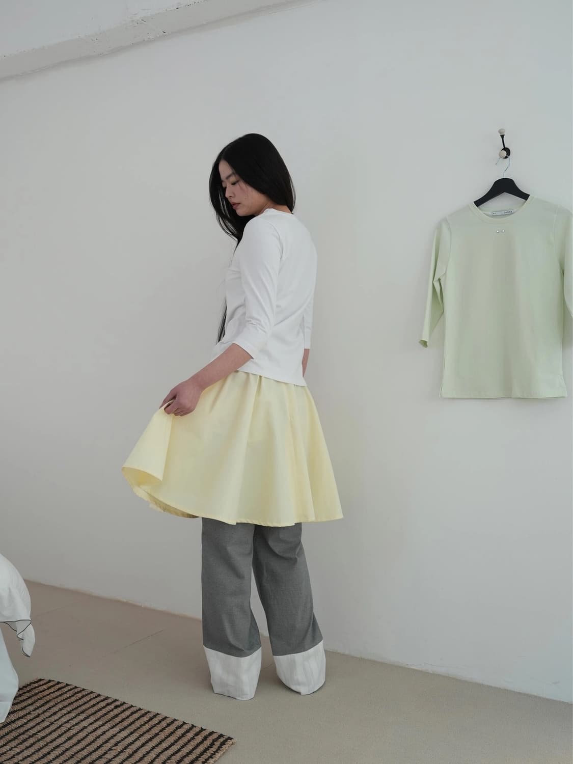온스카 코튼 플레어 스커트 레몬 3사이즈 상품이미지4