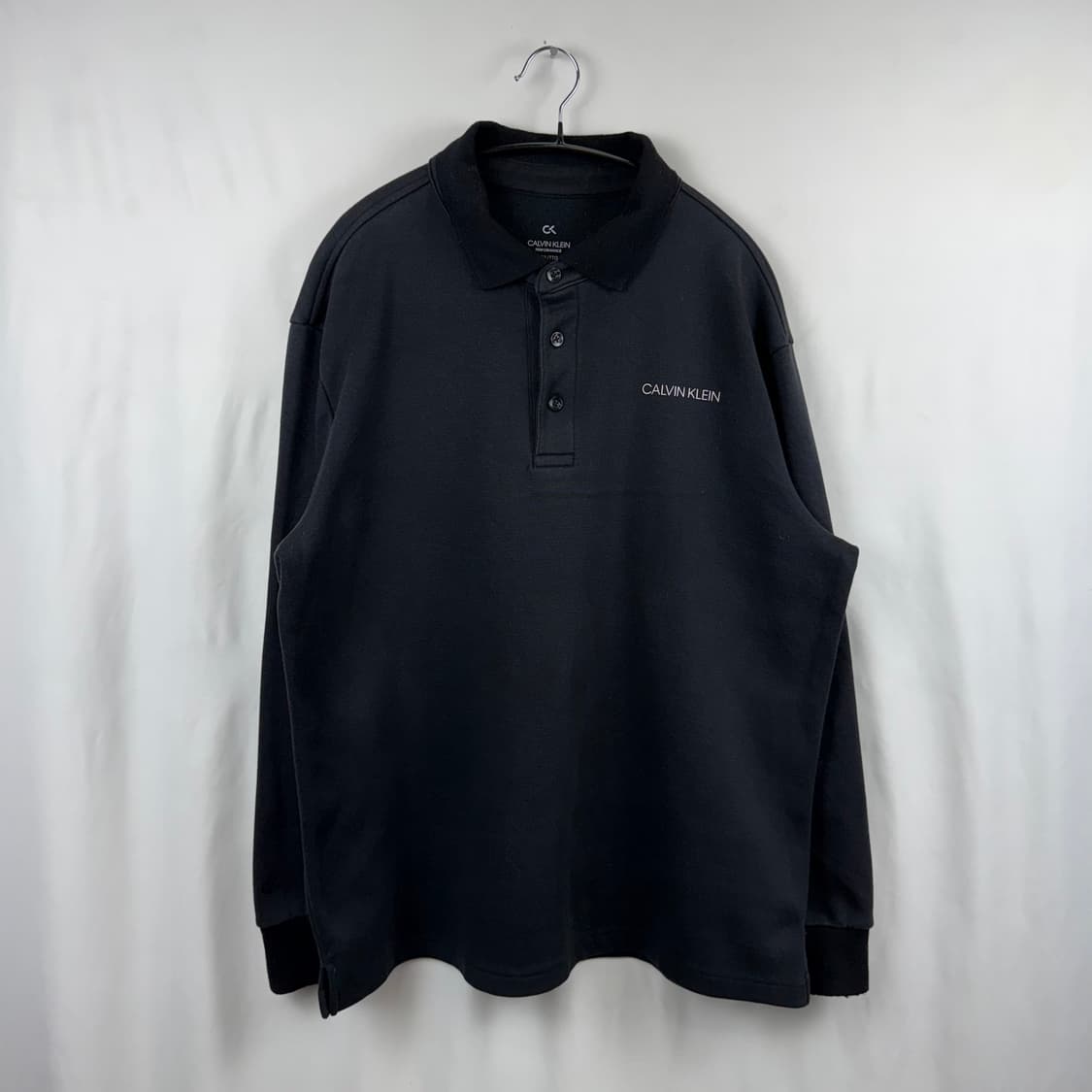 (2XL) 캘빈클라인 퍼포먼스 카라 긴팔 티 블랙 상품이미지2