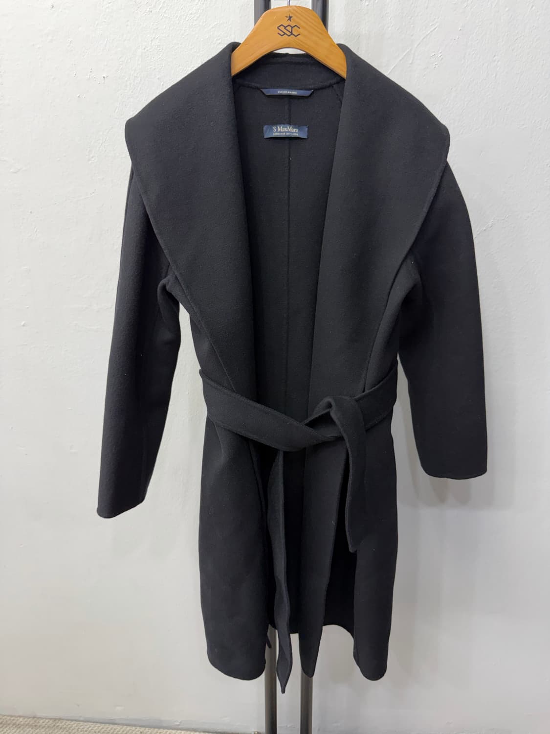 정품) 막스마라 블랙 벨티드 코트 38 상품이미지1