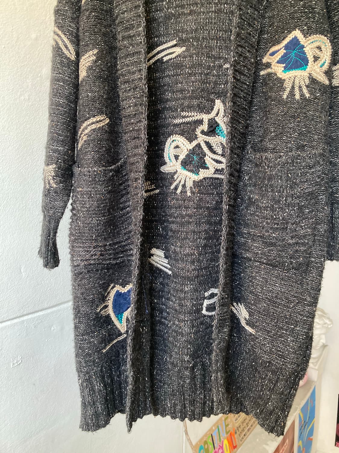 울 패치워크 하프 가디건 상품이미지3