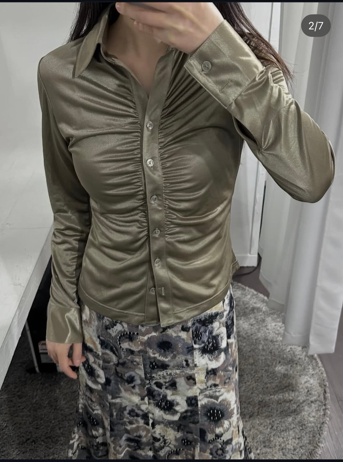 mixt glossy shirring shirt 상품이미지2