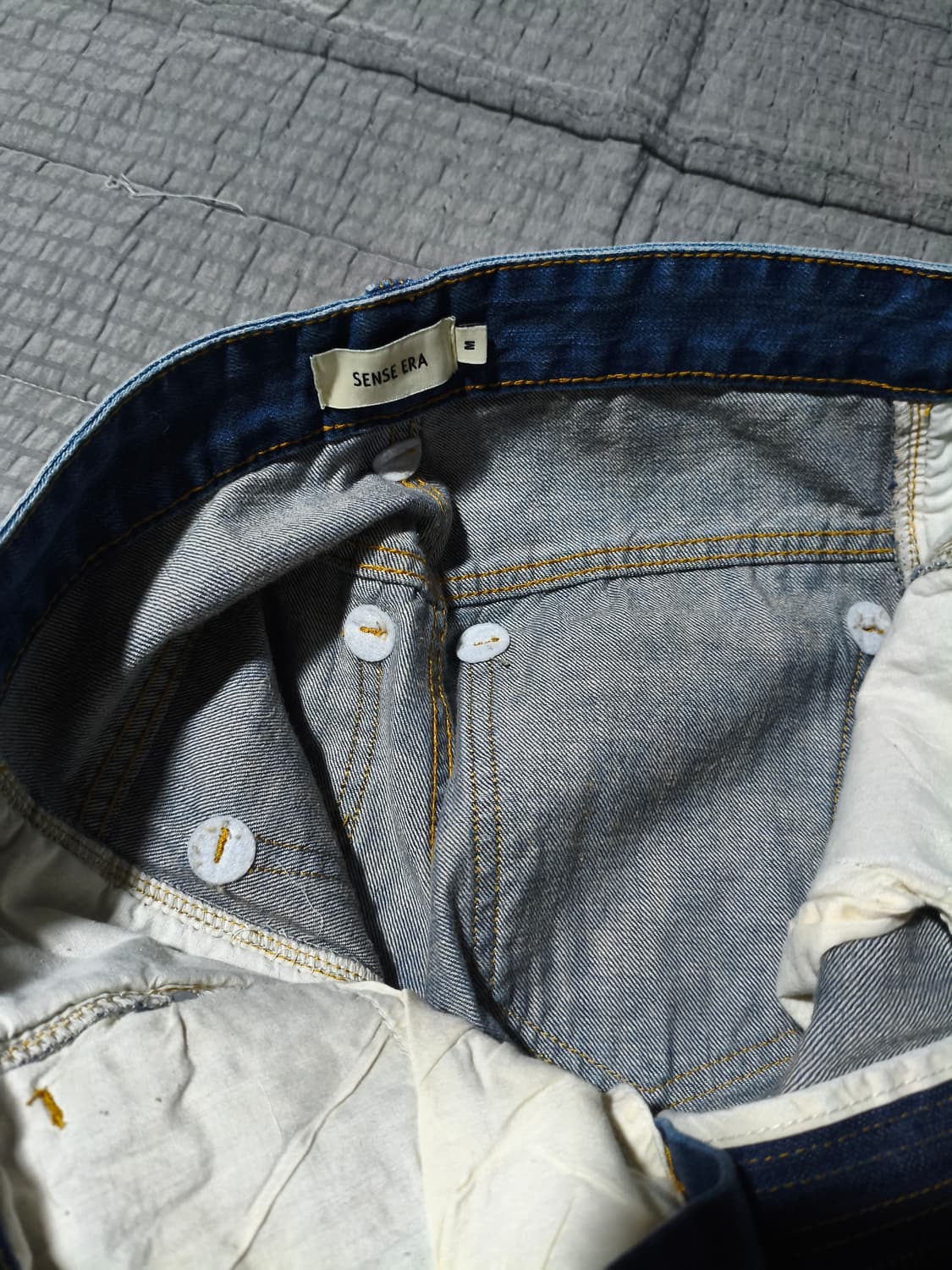 워시드 웨이비 데님 팬츠 M(30~32) 새상품  남여공용 와이드 플레어 상품이미지4