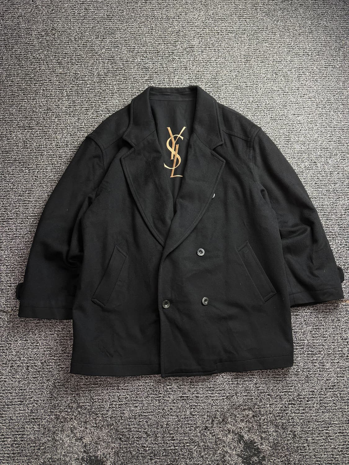 90s YSL 입생로랑 블랙 울 캐시미어 혼방 숏 코트 2934 상품이미지2