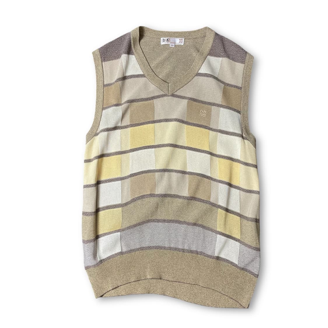 닥스 브라운 옐로우 체크 니트 베스트 100 상품이미지1