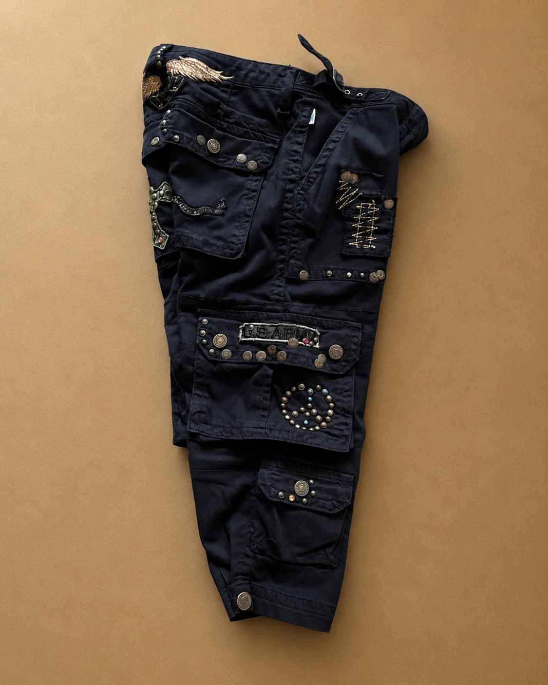 90-00s Robin's Jean Studed Black Cargo 상품이미지6