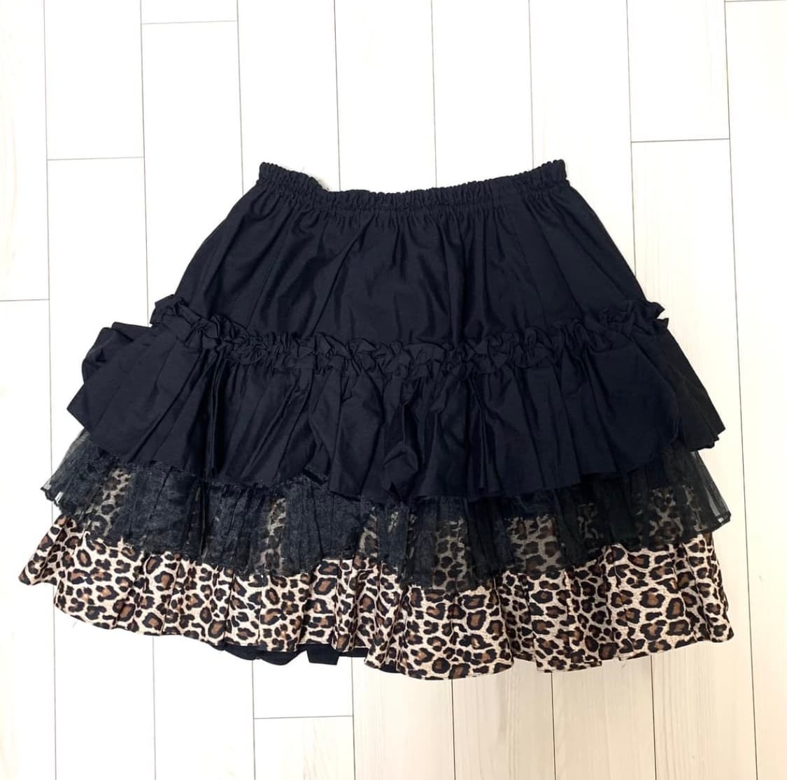 일본 빈티지 갸루 호피 캉캉 스커트 밴딩! 상품이미지2