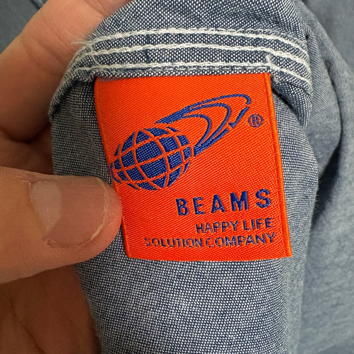 빔즈 라운딩 카라 샴브레이 던가리 워크 셔츠 / 블루, M 상품이미지9