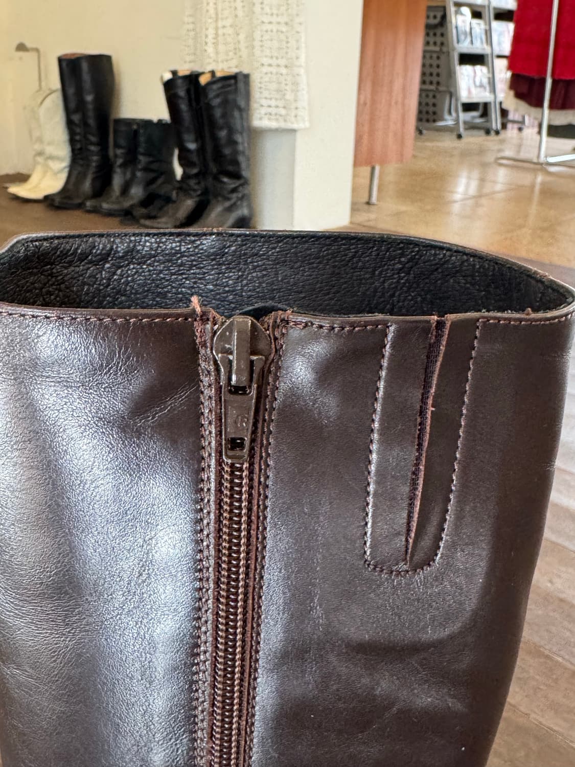 [MADE IN ITALY] 23구 스퀘어 토 가죽 롱부츠 상품이미지8