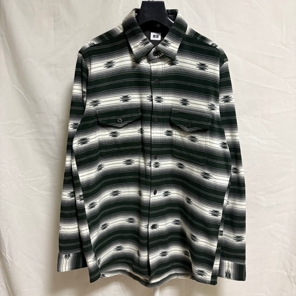 유니클로 에스닉 패턴 플리스 셔츠 / 딥그린, XL 상품이미지1
