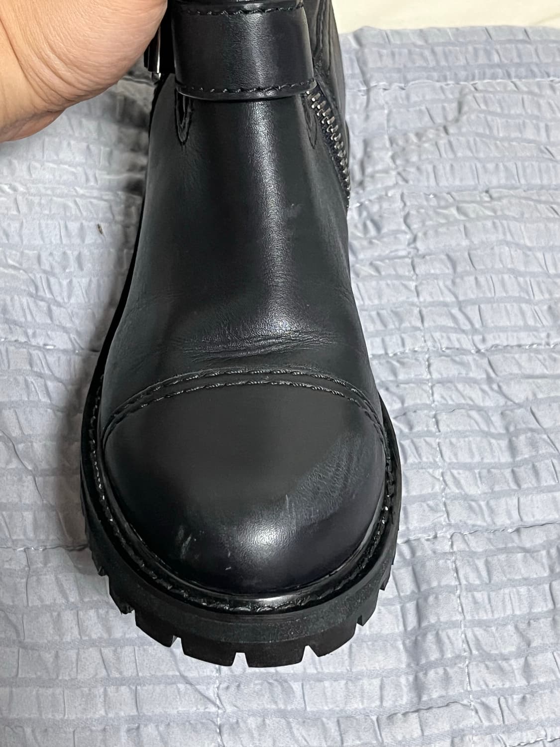 PRADA 프라다 블랙 레더 엔지니어 부츠 [38] 상품이미지9