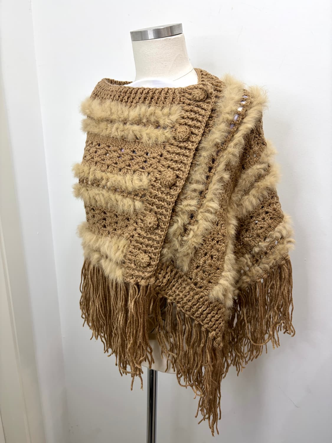 일본 빈티지 베이지 퍼 숄 상품이미지1