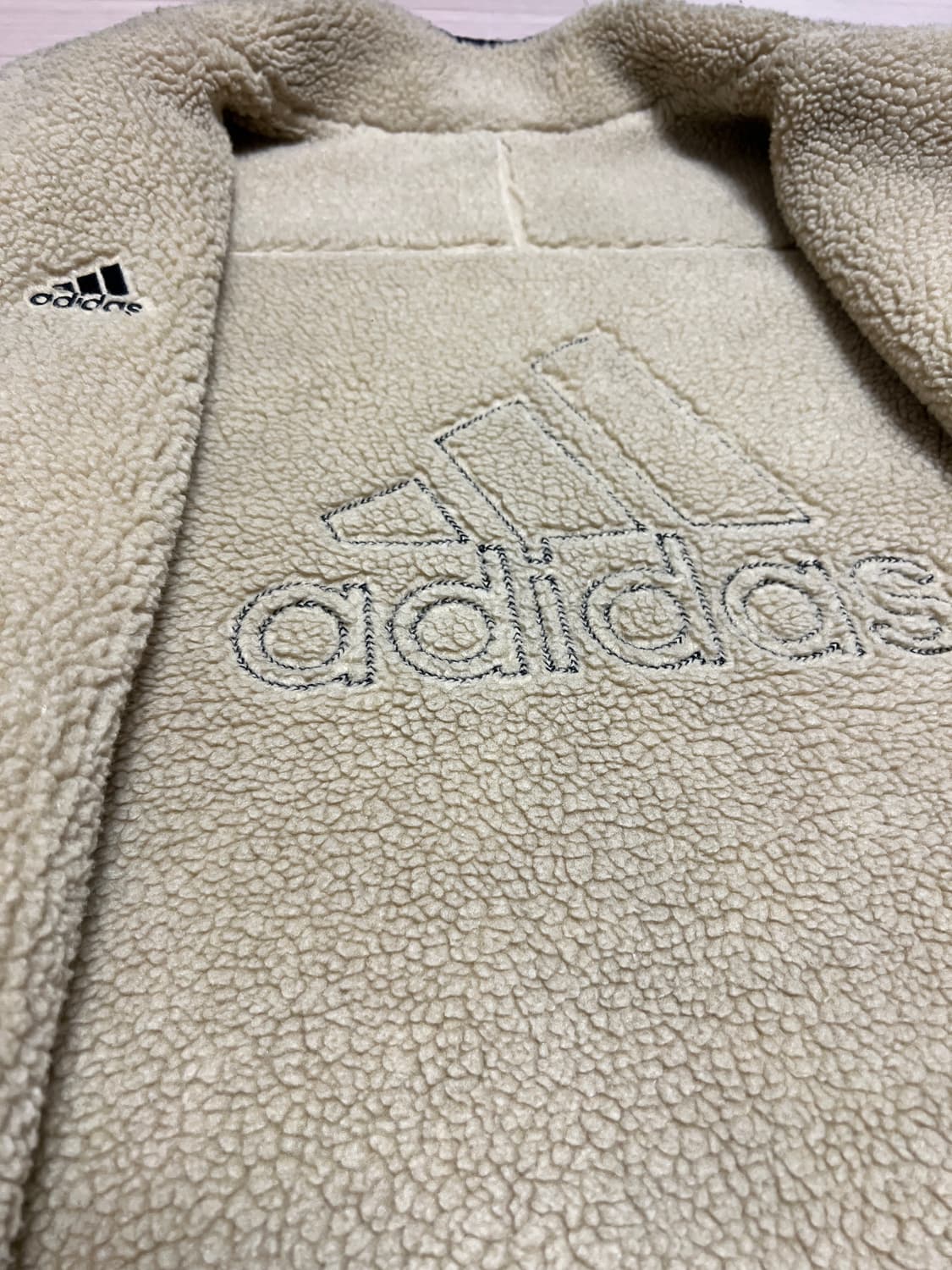 아디다스 양면 보아 쉐르파 리버시블 퀼팅 롱 자켓 / 다크그레이 / L 상품이미지8