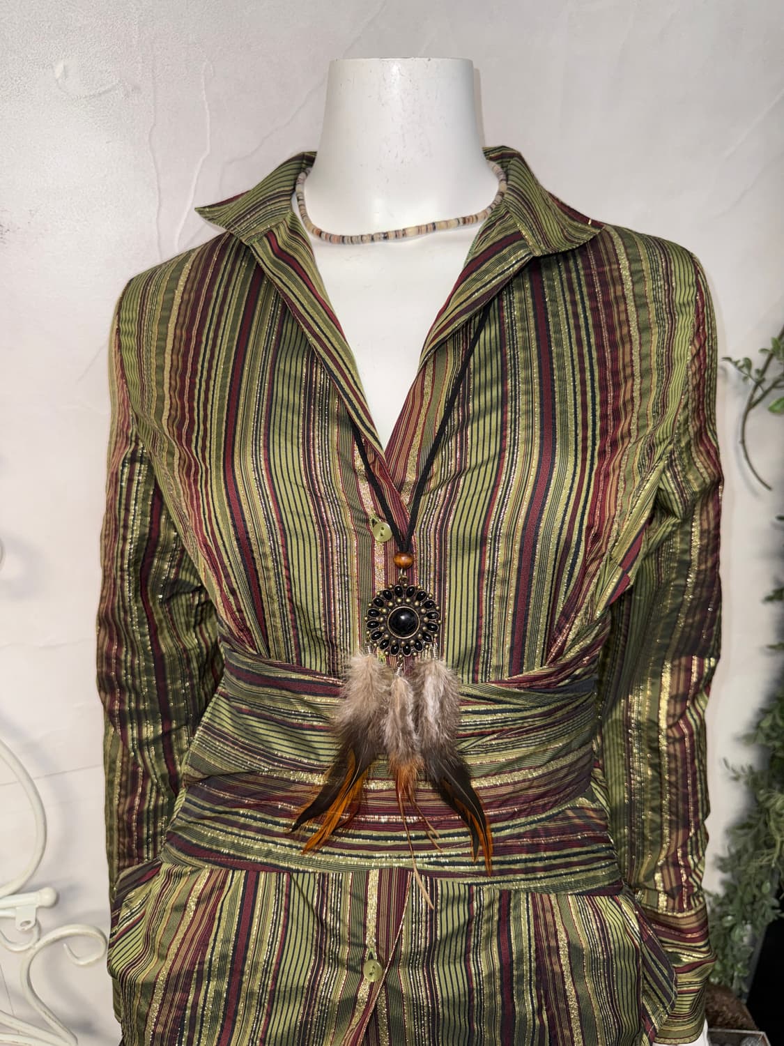 Black beads mandala feather necklace  상품이미지4