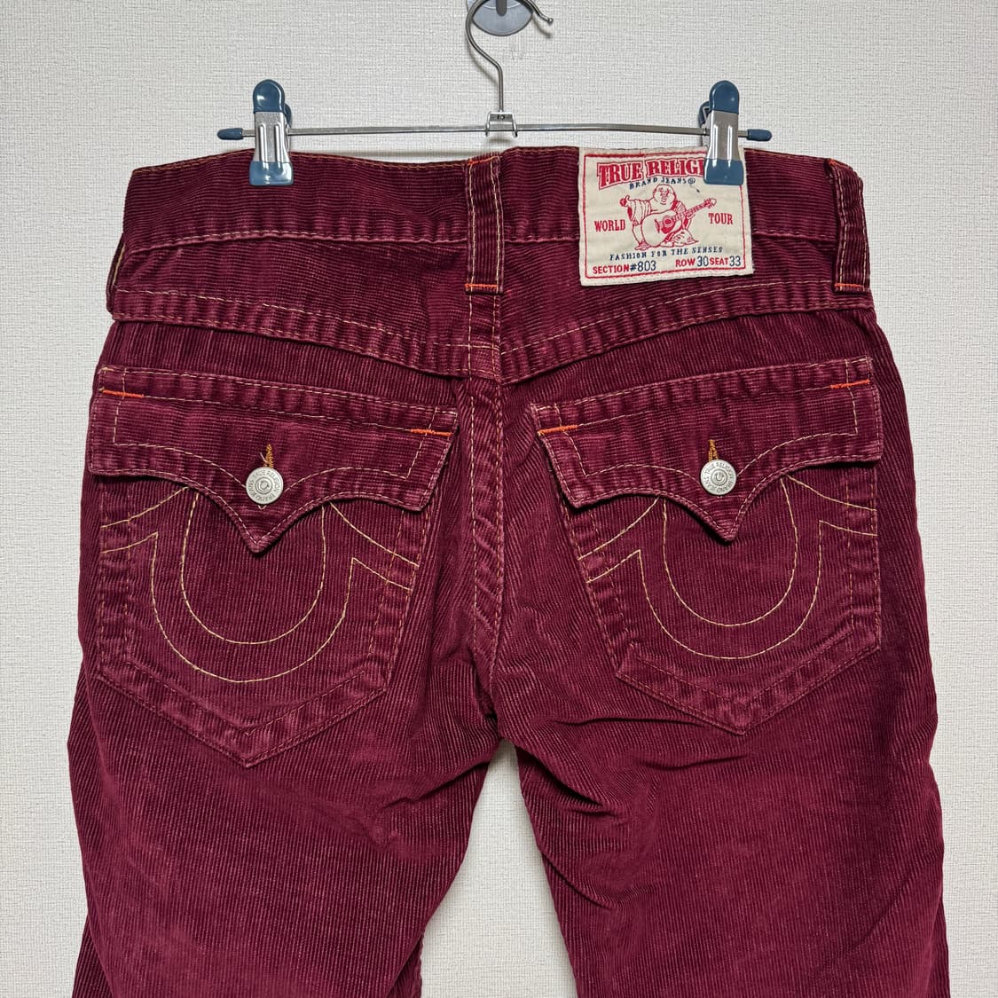 트루릴리젼 코듀로이 로우라이즈 부츠컷팬츠 버건디 상품이미지1