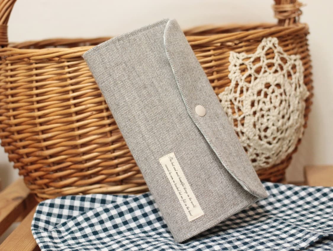 핸드메이드 민트 체크 장지갑 상품이미지1