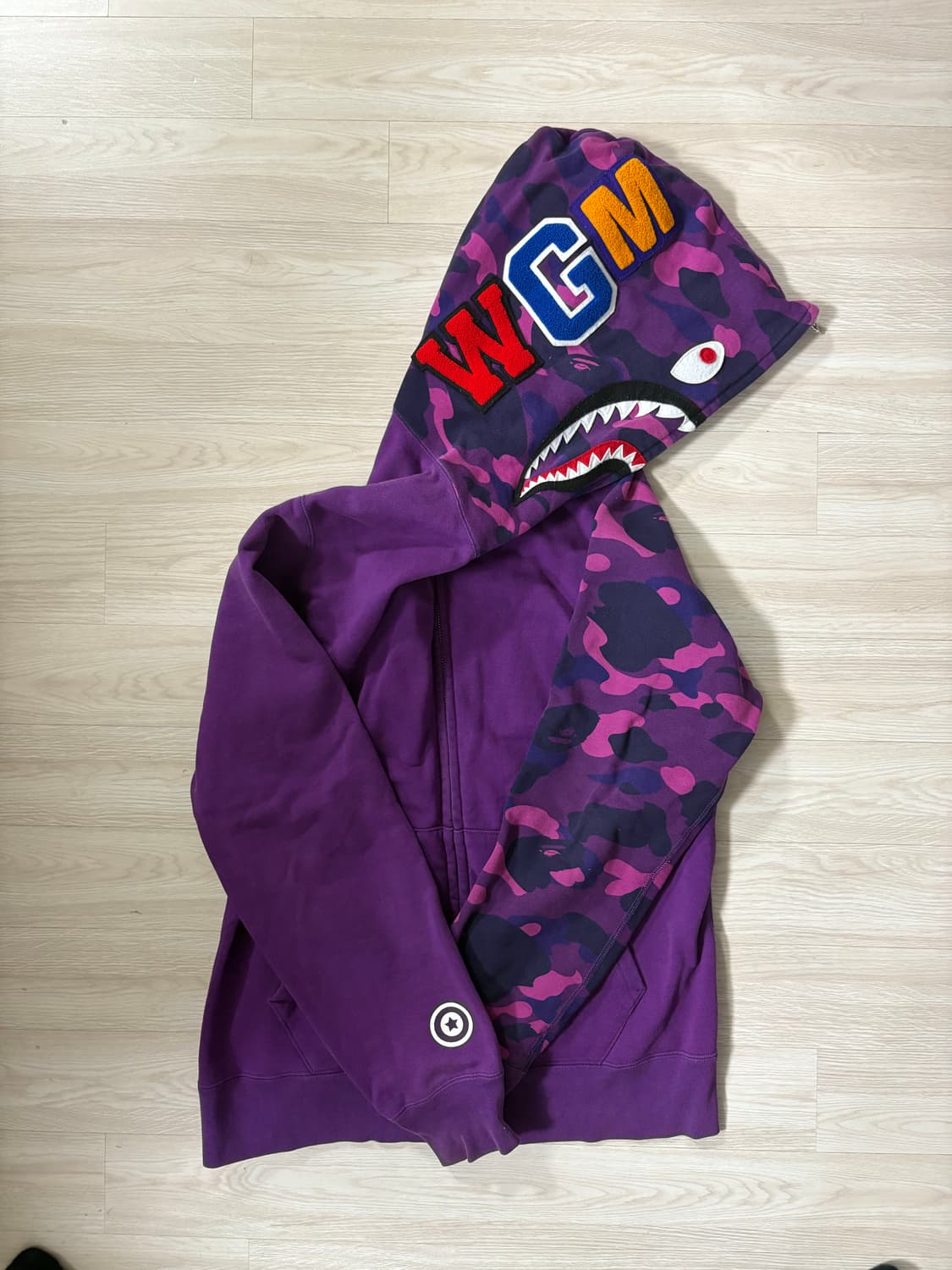 베이프 퍼플카모 샤크후드집업 L 판매합니다 상품이미지1