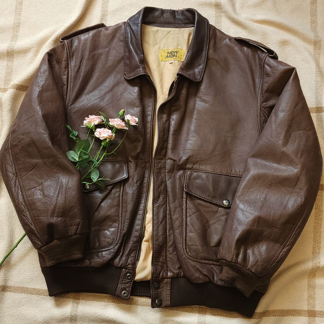 80s 빈티지 가죽자켓 a2 레더자켓 프렌치 레더 플라이트 자켓 M 상품이미지1