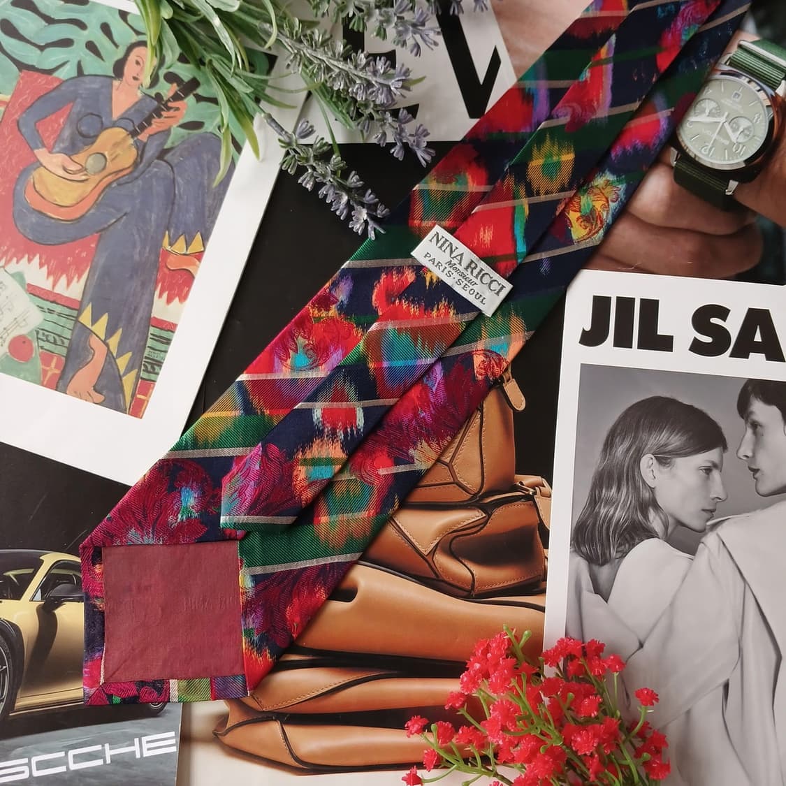 니나리치 실크 멀티 스트라이프 넥타이 9.7cm A+~A등급 A19509 상품이미지6