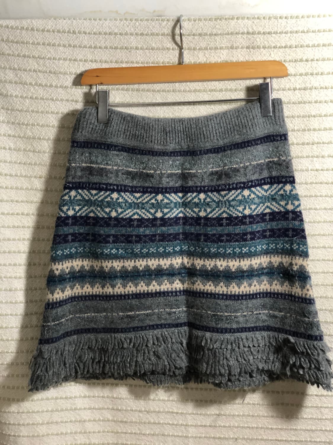 빈티지 노르딕 패턴 울 앙고라 혼방 니트 숏 스커트 Y2K 상품이미지2