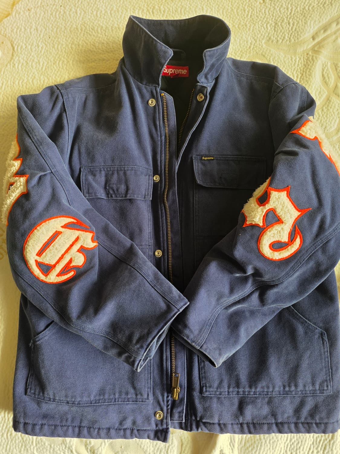 [M] 슈프림 올드 잉글리쉬 캔버스 자켓 네이비 상품이미지7