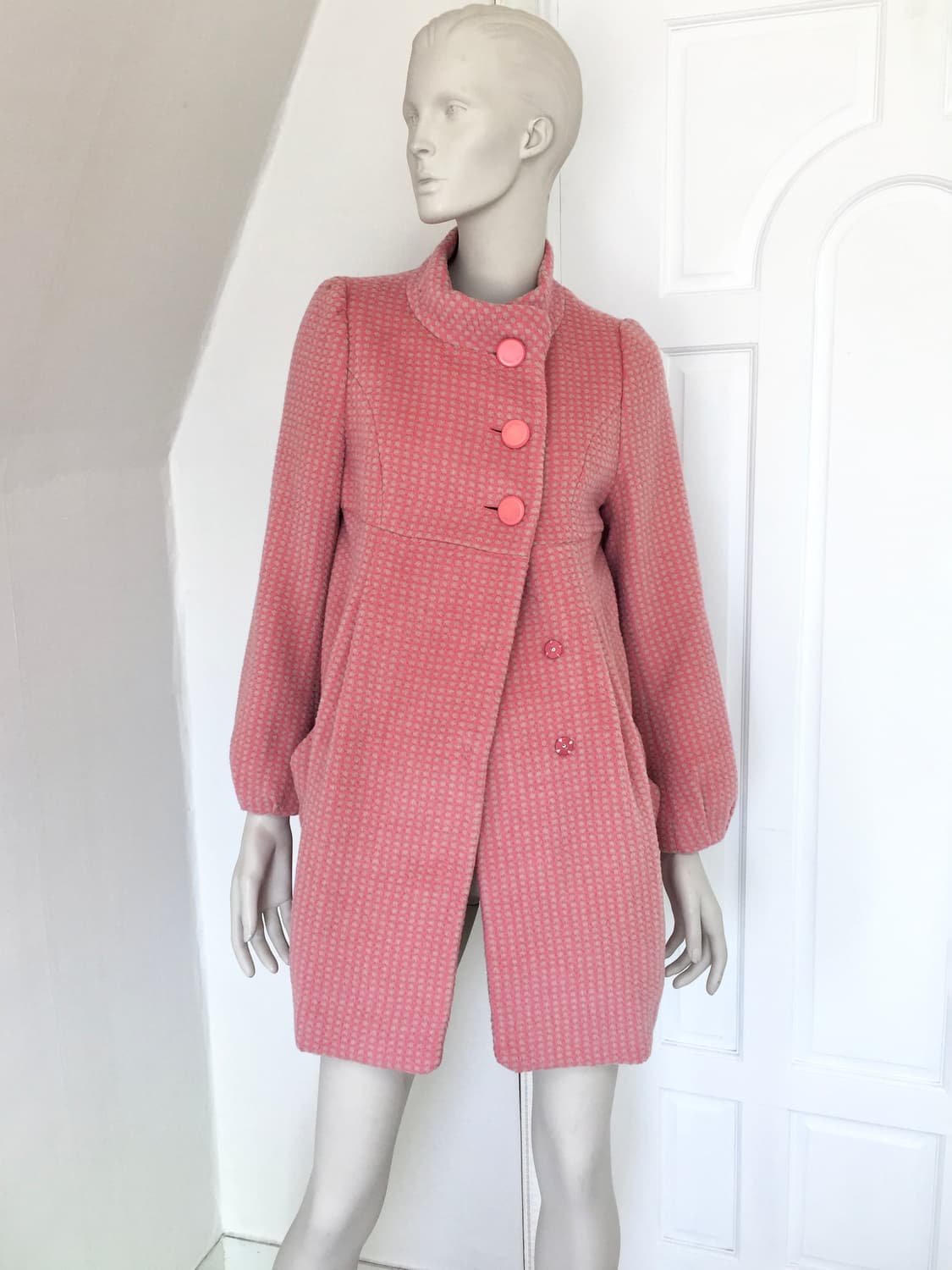 Coral Pink Balloon Silhouette Wool Coat 상품이미지4